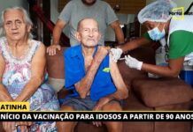 VÍDEO: Início da vacinação para idosos a partir de 90 anos em Matinha O senhor José Silva Everton sendo vacinado em Matinha: Foto: Reprodução/Portal Matraca.